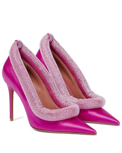 amina muaddi satin pumps