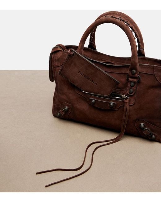 Balenciaga Brown Le City Small Suede Top-Handle Bag