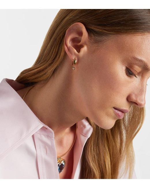 Roxanne First White 14Kt Hoop Earrings With Diamonds