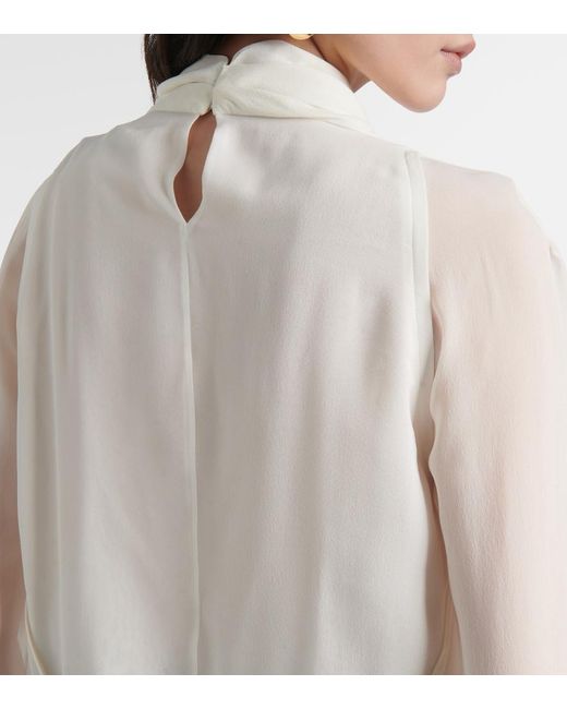 Altuzarra White Cara Draped High-Neck Silk Top