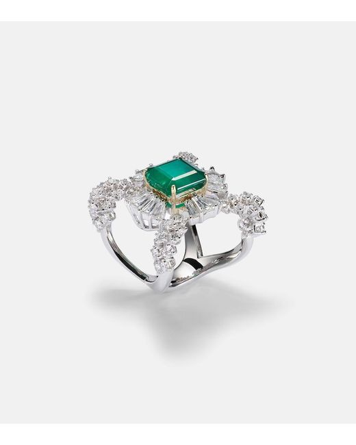 Anillo Reign Supreme De Oro Blanco De 18 Ct Con Esmeralda Y Diamantes YEPREM de color White