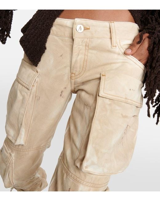 The Attico Natural Low-Rise Denim Cargo Pants