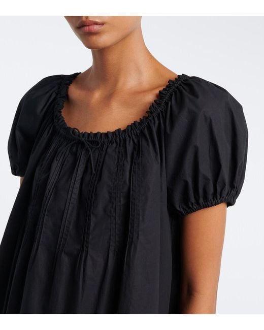 Faithfull The Brand Black Conca Lace-Trimmed Cotton Minidress