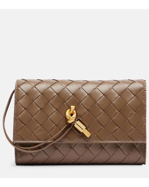 Bottega Veneta Brown Andiamo Intrecciato Leather Clutch