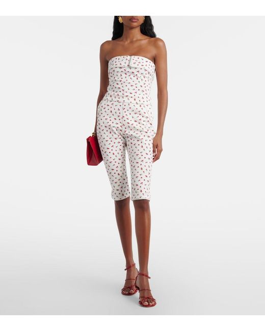 Posse White Ebony Printed Cotton-Blend Tube Top