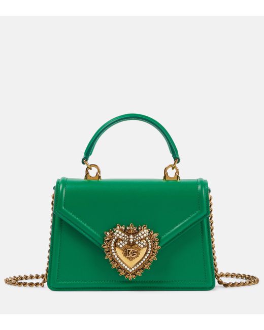 Dolce & Gabbana Green Devotion Small Leather Shoulder Bag