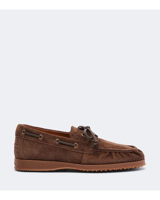 Hogan Brown Suede Boat Shoes