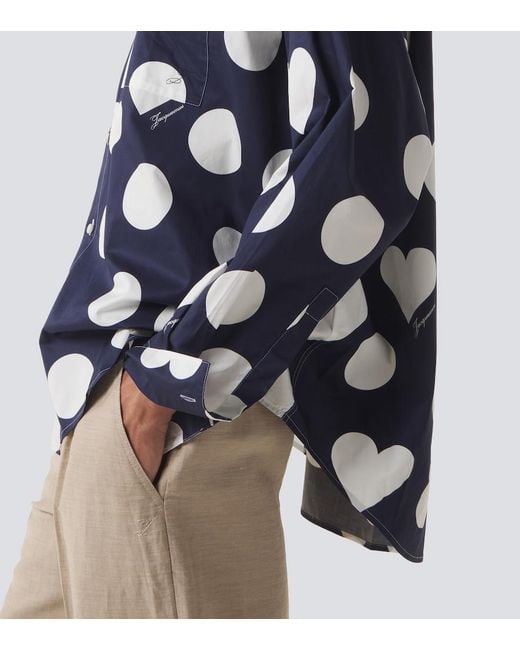 Jacquemus Blue Camargue Polka-Dot Cotton Poplin Shirt for men
