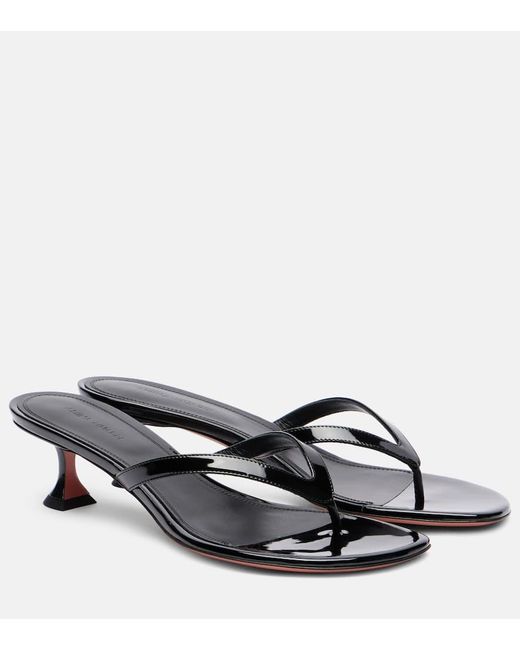 AMINA MUADDI Gray Juliette 45 Patent Leather Thong Sandals