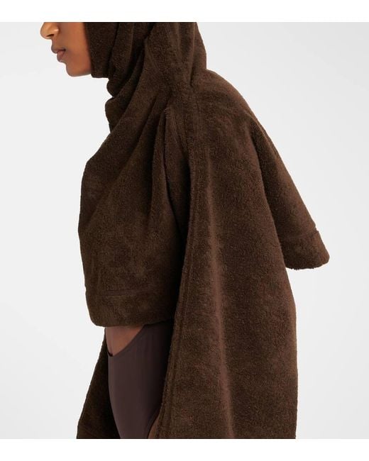 Alaïa Brown Cropped Cotton Terry Hoodie