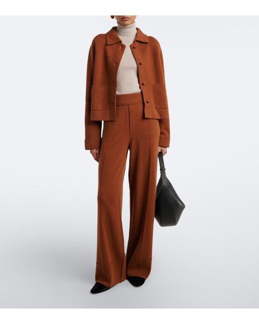 Jardin Des Orangers Brown Wool And Cashmere Wide-Leg Pants