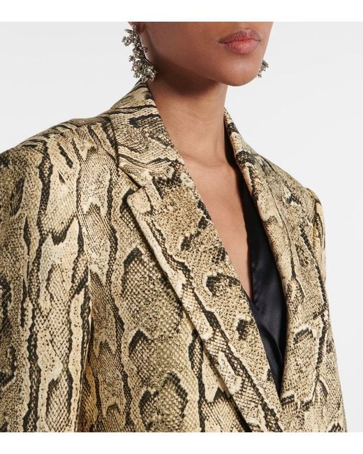 Dries Van Noten Natural Snake-Effect Jacquard Blazer