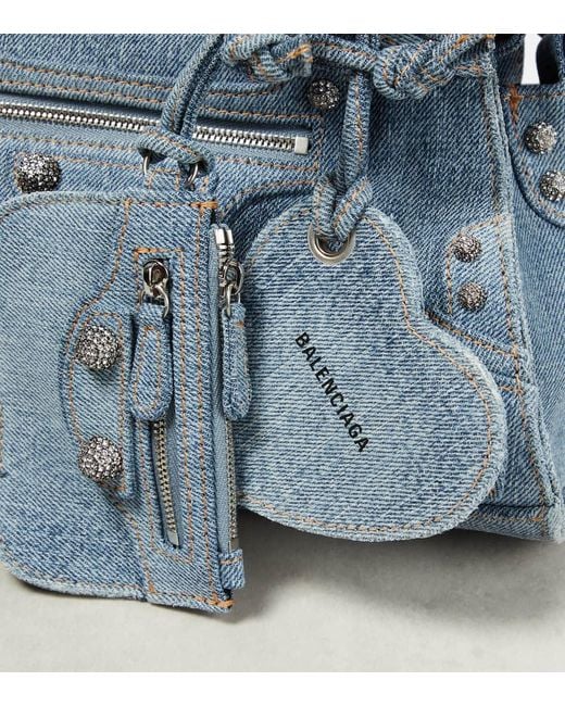 Balenciaga Blue Neo Cagole Xs Denim Shoulder Bag