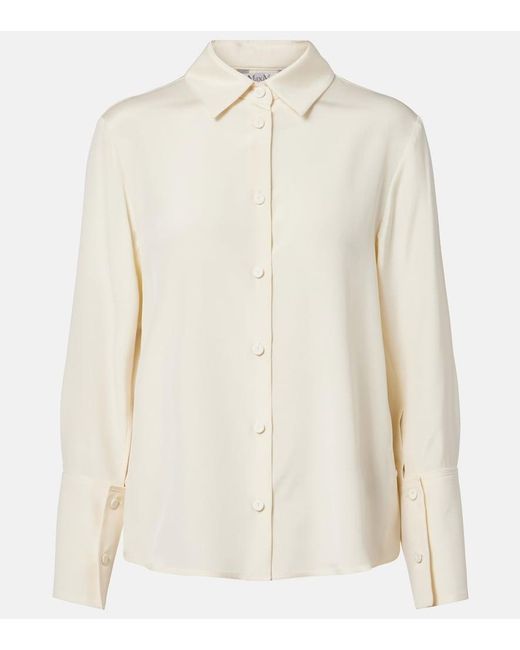 Max Mara White Voliera Silk-Blend Cady Shirt