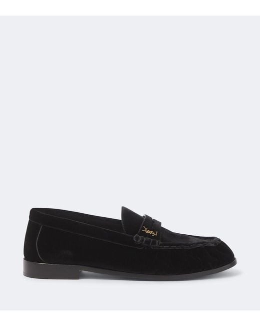 Saint Laurent Black Le Loafer Velvet Penny Loafers for men