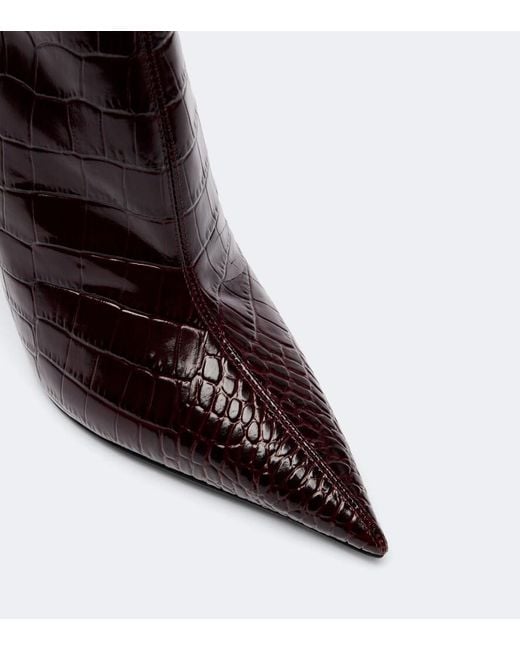 Paris Texas Black Vera Croc-Effect Leather Ankle Boots