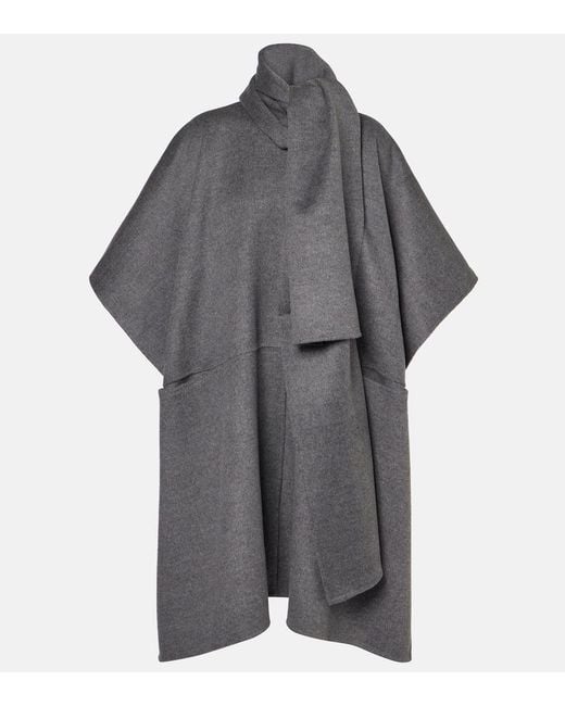 Totême Gray Double Scarf Wool Coat