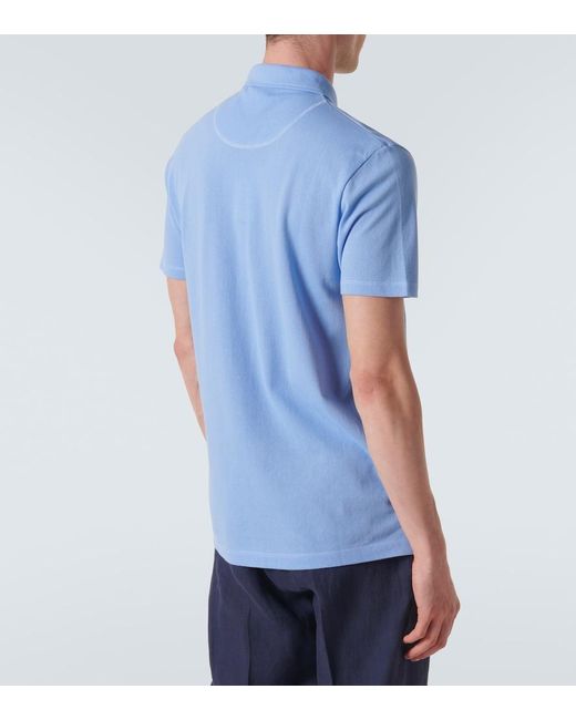 Sunspel Blue Riviera Cotton Polo Shirt for men