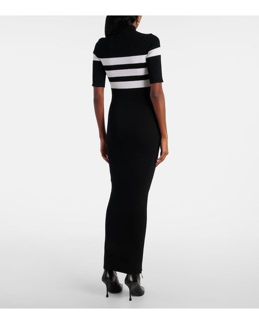 Jean Paul Gaultier Black Striped Jersey Maxi Dress