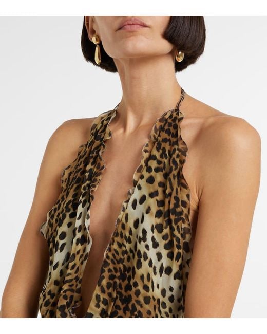 Abito Lungo Georg Con Stampa Leopardata di Blumarine in Natural