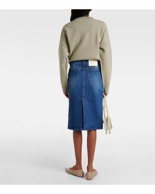 AMI Blue Denim Pencil Skirt