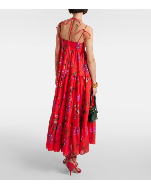 Erdem Red Floral Cotton-blend Maxi Dress