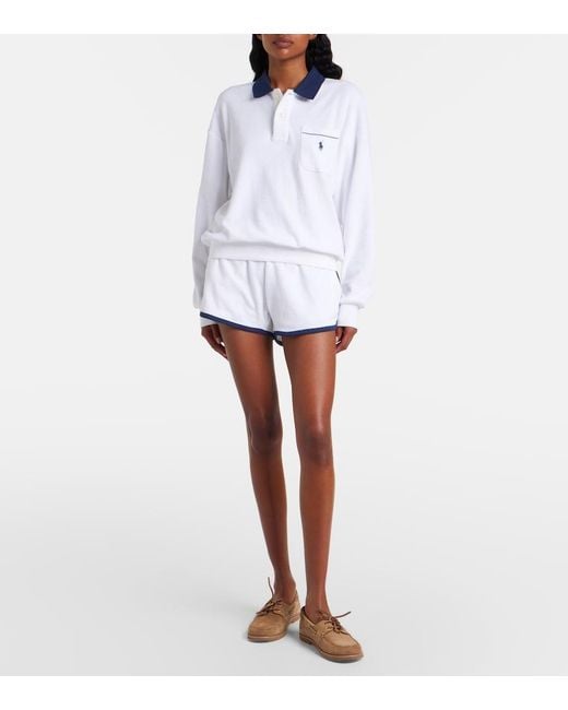 Polo Ralph Lauren White Cotton-Blend Terry Polo Shirt