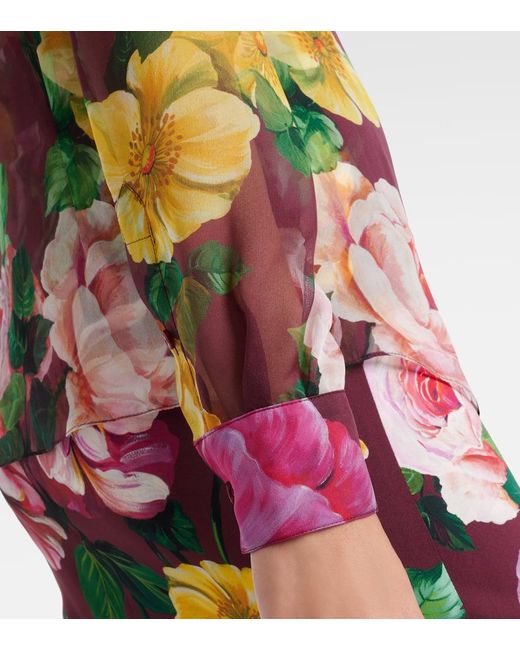 Dolce & Gabbana Pink Bedruckte Bluse aus Seiden-Chiffon