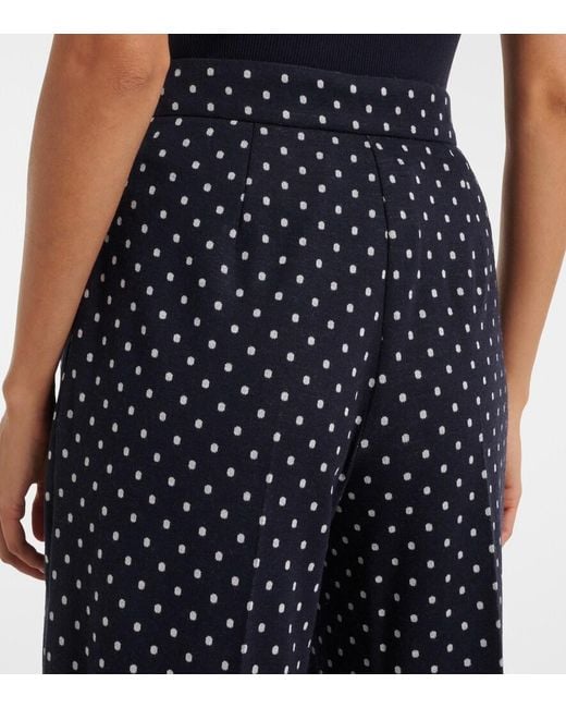 Max Mara Blue Polka-Dot Jersey Wide-Leg Pants