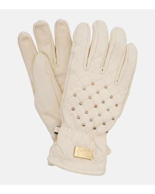 Goldbergh Natural Glisten Studded Leather Ski Gloves