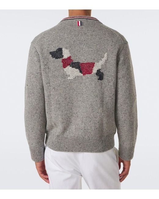 Thom Browne Gray Hector Intarsia Wool And Mohair Cardigan for men