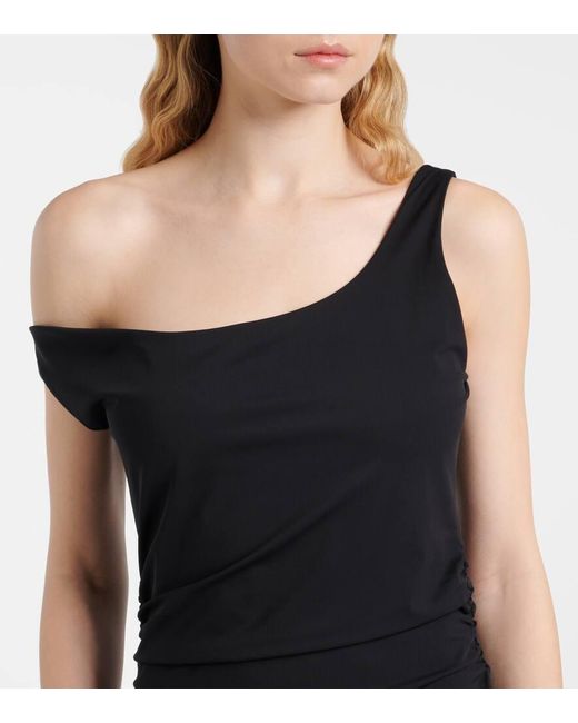 Rohe Black One-Shoulder Plisse Maxi Dress