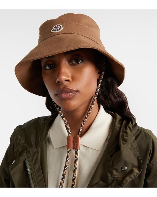Moncler Natural Logo Cotton Canvas Bucket Hat