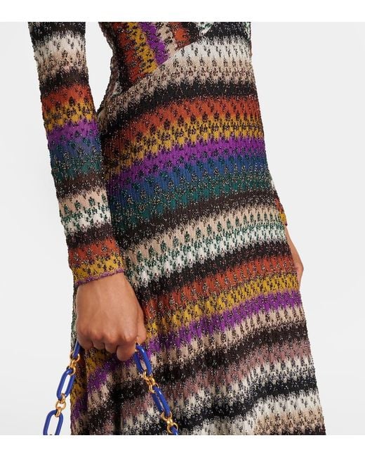Missoni Multicolor Striped Lame Maxi Dress
