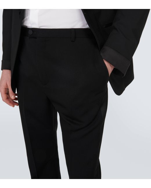Saint Laurent Black High-rise Wool Tuxedo Pants for men