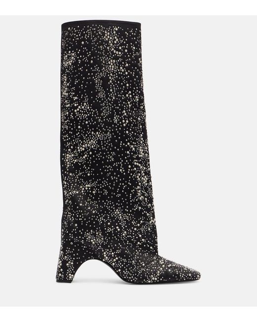 Coperni Black Embellished Knee-High Boots