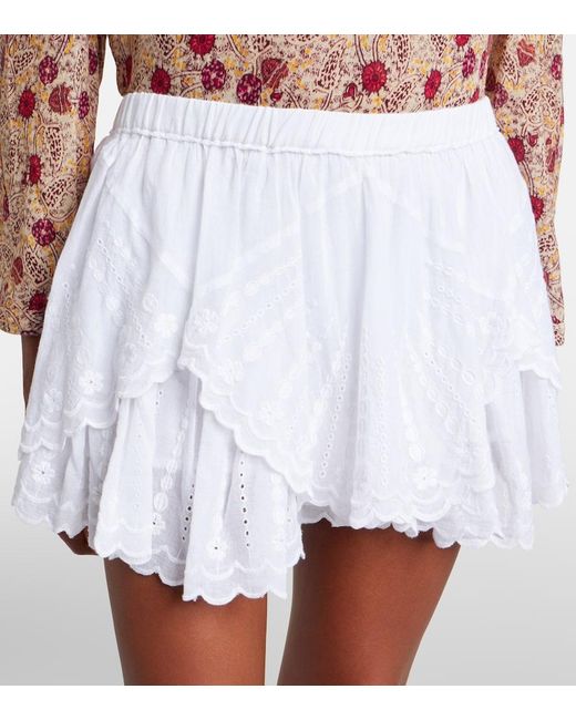 Isabel Marant White Layale Ruffled Cotton Shorts