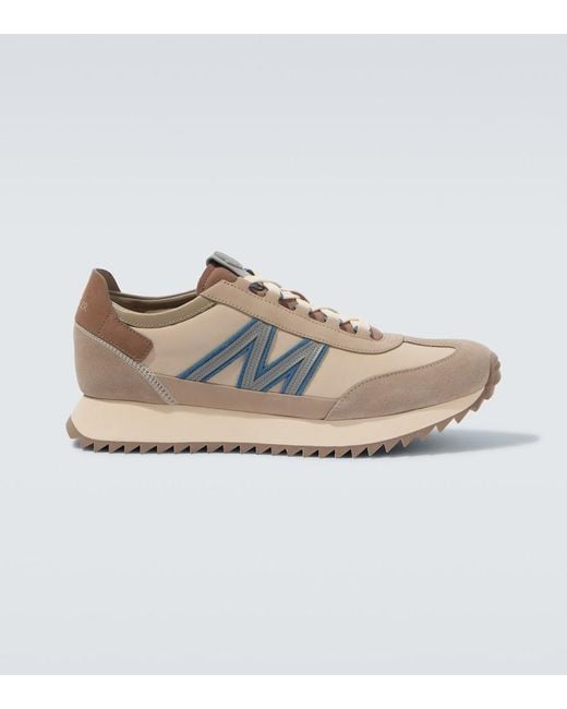 Moncler White Pacey2 Suede-Trimmed Sneakers for men