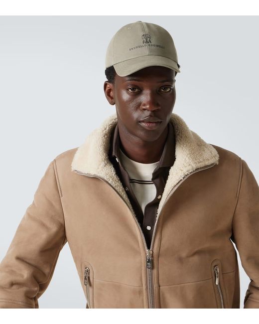 Gorra De Gabardina Con Logo Bordado Brunello Cucinelli de hombre de color Natural