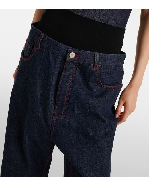 Alaïa Blue Low-Rise Wide-Leg Jeans