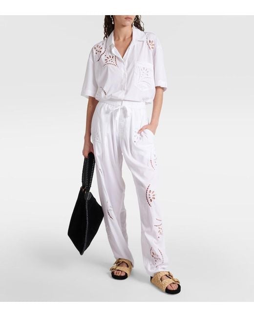 Isabel Marant White Hectorina Broderie Anglaise Wide-Leg Pants
