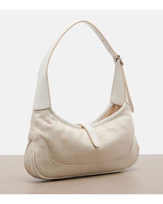 Gucci White Jackie Slim Medium Gg Canvas Shoulder Bag