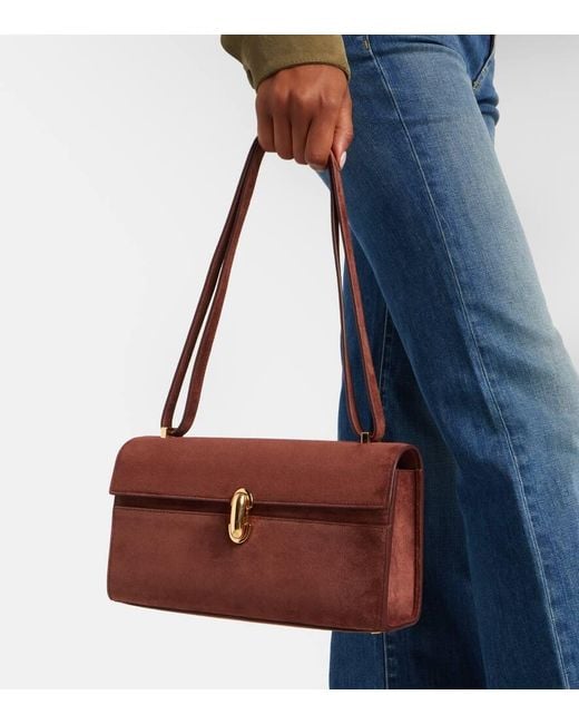 SAVETTE Red Schultertasche Symmetry 26 Aus Veloursleder