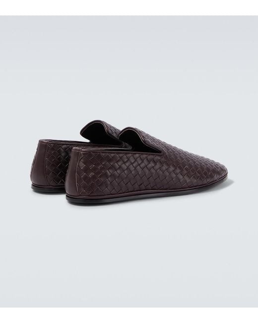 Bottega Veneta Brown Sunday Intrecciato Leather Slip-On Shoes for men