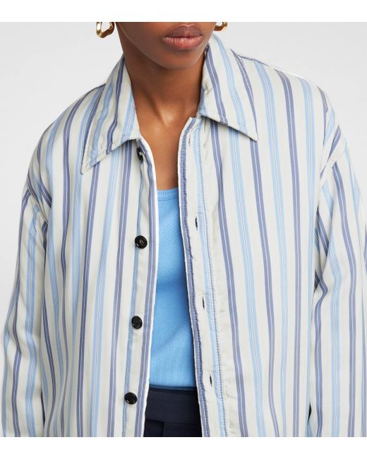 Striped shirt jacket sale