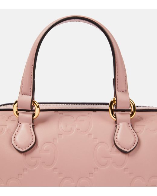 Gucci Pink GG Super Mini Leather Tote Bag