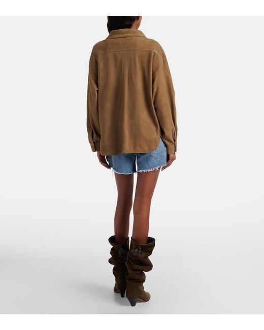 Agolde Blue Parker Long Distressed Denim Shorts