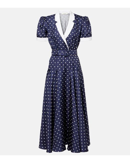Rodarte Blue Midikleid Aus Seiden-Twill