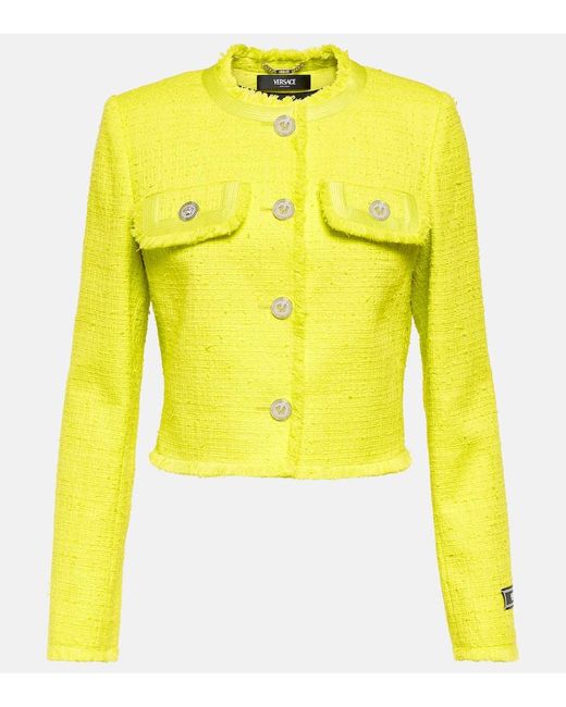 Giacca in misto cotone boucle di Versace in Yellow