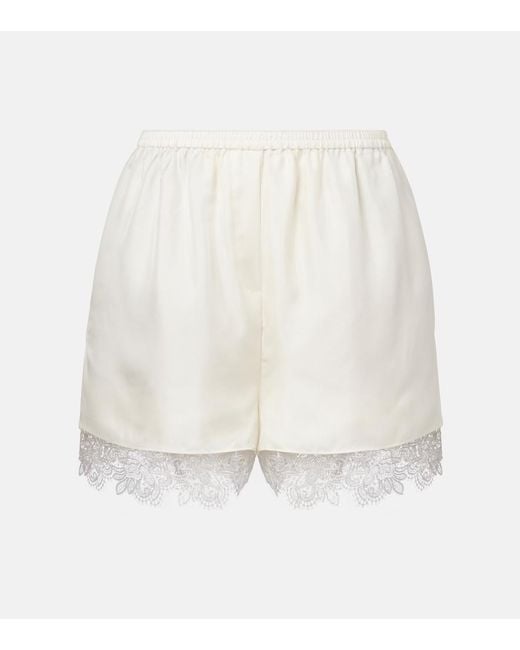 Rohe White Lace-Trimmed Silk Shorts